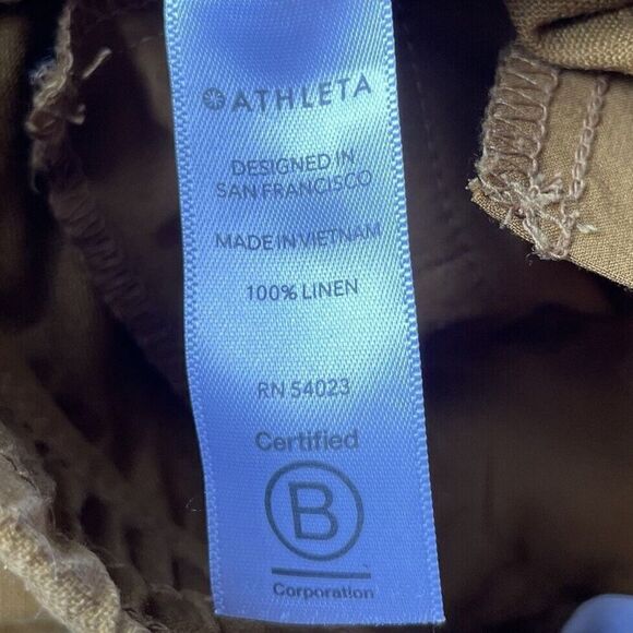 ATHLETA Cabo Jogger Women 2 Mustard Brown 100% Linen Drawstring Hiking - Picture 7 of 8